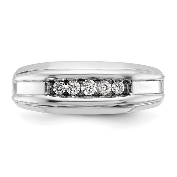 IBGoodman 14k Two-tone 1/4 carat Lab Grown Diamond VS/SI+ G+ Five Stone Complete Polished Men's Ring