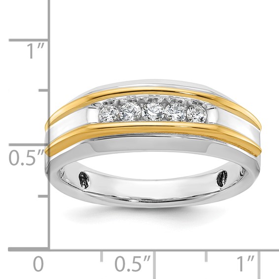 IBGoodman 14k Two-tone Men's Polished 5-Stone 1/4 Carat AA Quality Diamond Ring