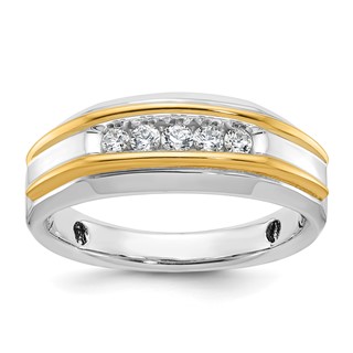 IBGoodman 14k Two-tone Men's Polished 5-Stone 1/4 Carat AA Quality Diamond Ring