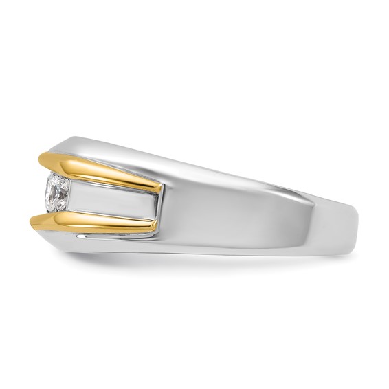 14k Two-Tone Gold 1/2 ctw Men's Polished 5-stone Diamond Ring