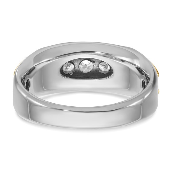 14k Two-Tone Gold 1/2 ctw Men's Polished 5-stone Diamond Ring