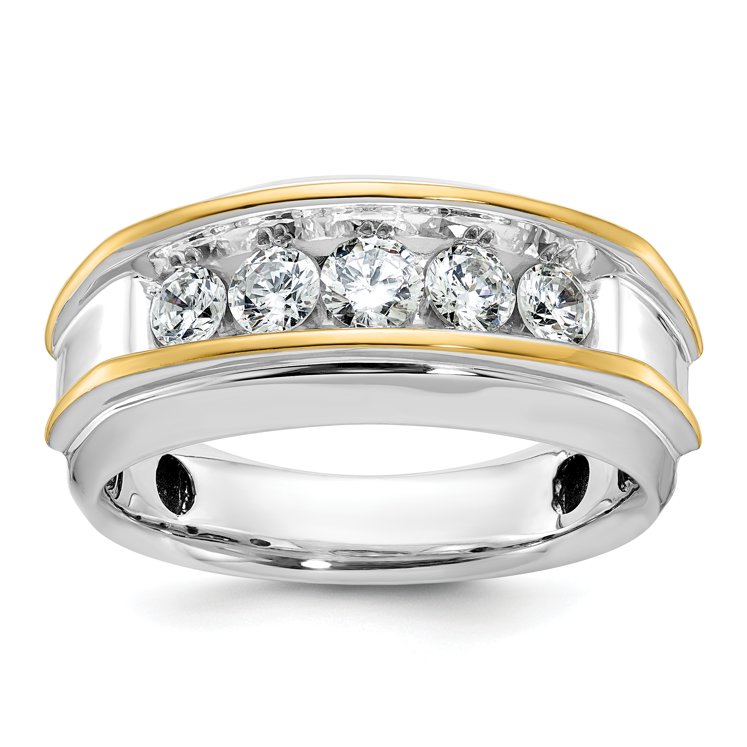 IBGoodman 10k Two-tone Men's Polished 5-Stone 1 Carat A Quality Diamond Ring (B63686-0WYA)