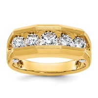 IBGoodman 14K Two-tone 1.50 Carat Lab Grown Diamond VS SI+ G+ Five Stone Polished and Satin Men's Ring view 1