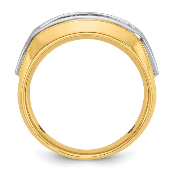 IB Goodman 14k Two-tone Mens Polished and Satin 2-Row 1/2 Carat AA Quality Diamond Ring
