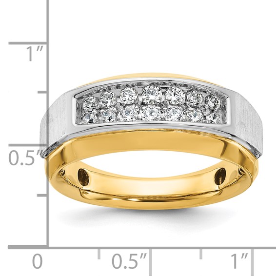 IB Goodman 14k Two-tone Mens Polished and Satin 2-Row 1/2 Carat AA Quality Diamond Ring