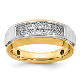 IB Goodman 14k Two-tone Mens Polished and Satin 2-Row 1/2 Carat AA Quality Diamond Ring