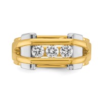 IBGoodman 14K Two-tone 0.50 Carat Lab Grown Diamond VS SI+ G+ Three Stone Complete Men's Ring view 4