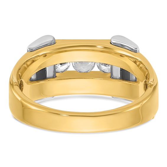 IBGoodman 14k Two-tone 1/2 carat Lab Grown Diamond VS/SI+ G+ Three Stone Complete Men's Ring
