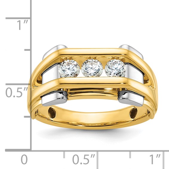 IB Goodman 14k Two-tone Mens Polished 3-Stone 1/2 Carat AA Quality Diamond Ring