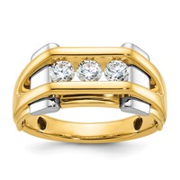 IBGoodman 14K Two-tone 0.50 Carat Lab Grown Diamond VS SI+ G+ Three Stone Complete Men's Ring view 1