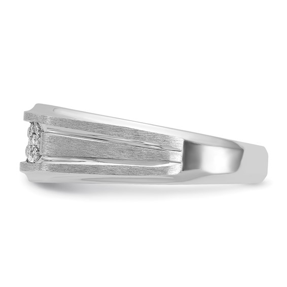 IBGoodman 14k White Gold Men's Polished Satin and Grooved Ring Mounting