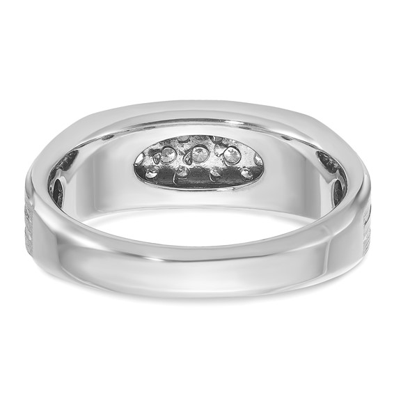 IBGoodman 14k White Gold Men's Polished Satin and Grooved Ring Mounting
