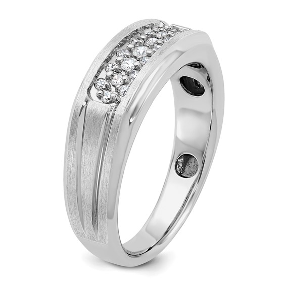 IBGoodman 14k White Gold Men's Polished Satin and Grooved Ring Mounting