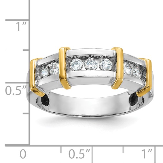 IB Goodman 14k Two-tone Mens Polished 7-Stone Ring Mounting