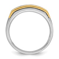 IBGoodman 14K Two-tone 1 Carat Lab Grown Diamond VS SI+ G+ Complete Polished and Satin Men's Ring view 2