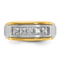 IBGoodman 14K Two-tone 1 Carat Lab Grown Diamond VS SI+ G+ Complete Polished and Satin Men's Ring view 4