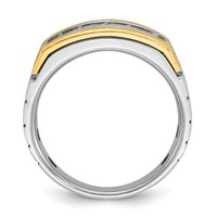 IBGoodman 14K Two-tone 1 Carat Lab Grown Diamond VS SI+ G+ Five Stone Complete Polished Satin and Grooved Men's Ring view 2