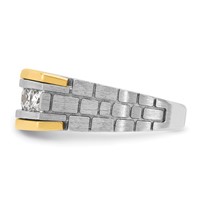 IBGoodman 14K Two-tone 1 Carat Lab Grown Diamond VS SI+ G+ Five Stone Complete Polished Satin and Grooved Men's Ring view 3