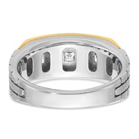 IBGoodman 14K Two-tone 1 Carat Lab Grown Diamond VS SI+ G+ Five Stone Complete Polished Satin and Grooved Men's Ring view 5