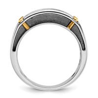 IBGoodman 14K Two-tone Ring with Black Rhodium 1 Carat Lab Grown Diamond VS SI+ G+ Five Stone Complete Polished Satin and Grooved Men's view 2