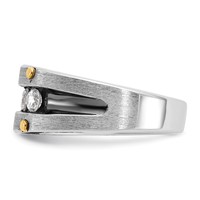 IBGoodman 14K Two-tone Ring with Black Rhodium 1 Carat Lab Grown Diamond VS SI+ G+ Five Stone Complete Polished Satin and Grooved Men's view 3