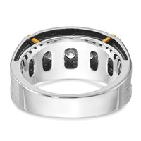 IBGoodman 14K Two-tone Ring with Black Rhodium 1 Carat Lab Grown Diamond VS SI+ G+ Five Stone Complete Polished Satin and Grooved Men's view 5