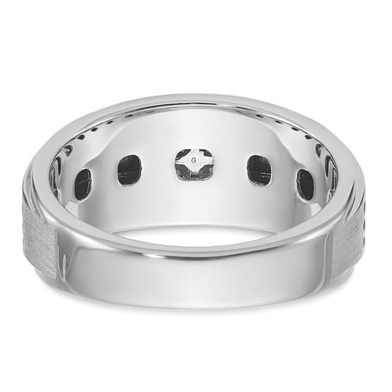 IBGoodman 14k White Gold with Black Rhodium 1/3 carat Lab Grown Diamond VS/SI+ G+ Complete Polished and Grooved Men's Ring