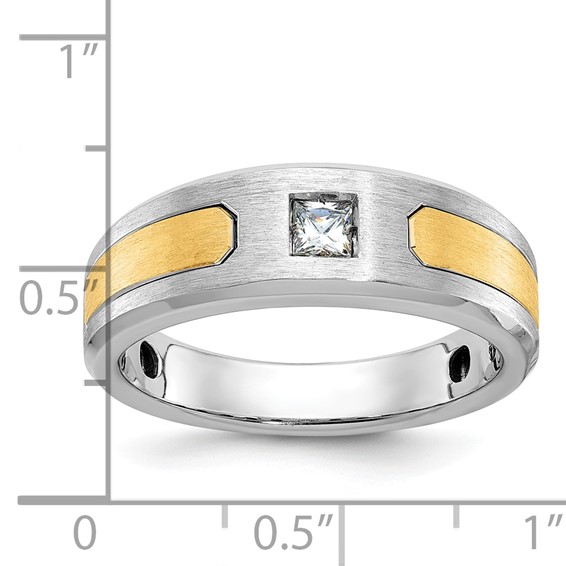 IB Goodman 14k Two-tone Mens Polished and Satin 1/5 carat Diamond Complete Ring