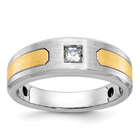 IB Goodman 14k Two-tone Mens Polished and Satin 1/5 carat Diamond Complete Ring