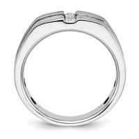 IBGoodman 14K White Gold Satin and Grooved Three Stone Men's Ring Mounting view 2