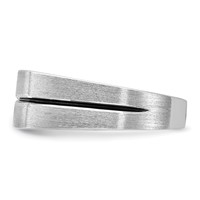 IBGoodman 14K White Gold Ring with Black Rhodium 0.20 Carat Lab Grown Diamond VS SI+ G+ Complete Satin and Grooved Three Stone Men's view 3