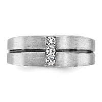 IBGoodman 14K White Gold Satin and Grooved Three Stone Men's Ring Mounting view 5