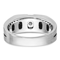 IBGoodman 14K White Gold Ring with Black Rhodium 0.20 Carat Lab Grown Diamond VS SI+ G+ Complete Satin and Grooved Three Stone Men's view 5