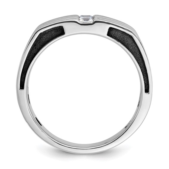 IB Goodman 14k White Gold with Black Rhodium Mens Satin 1/3 carat Diamond Complete Ring