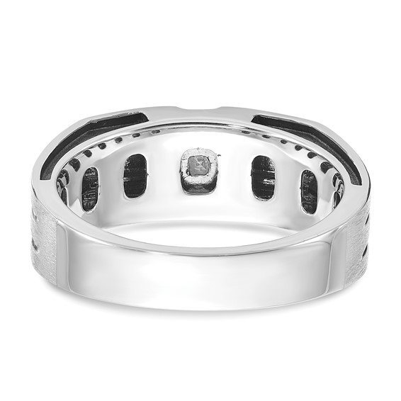 IB Goodman 14k White Gold with Black Rhodium Mens Satin 1/3 carat Diamond Complete Ring