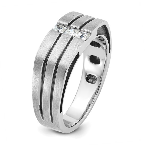 IB Goodman 14k White Gold with Black Rhodium Mens Satin 1/3 carat Diamond Complete Ring
