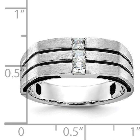 IB Goodman 14k White Gold with Black Rhodium Mens Satin 1/3 carat Diamond Complete Ring