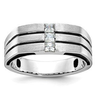 IB Goodman 14k White Gold with Black Rhodium Mens Satin 1/3 carat Diamond Complete Ring
