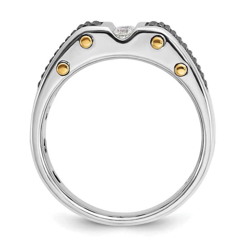 IBGoodman 14k Two-tone with Black Rhodium 1/4 carat Lab Grown Diamond VS/SI+ G+ Complete Polished and Textured Men's Ring