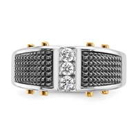 IBGoodman 14K Two-tone Ring with Black Rhodium 0.25 Carat Lab Grown Diamond VS SI+ G+ Complete Polished and Textured Men's view 4