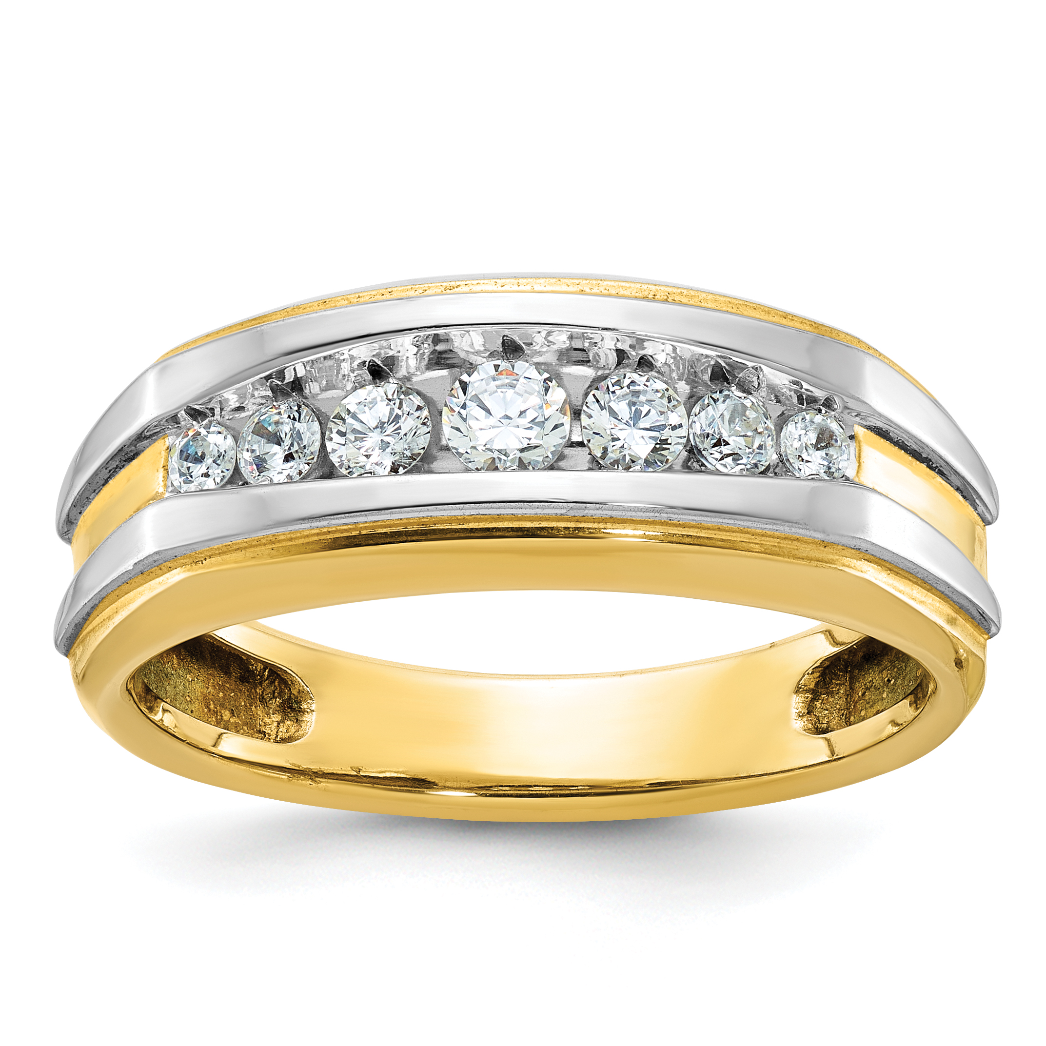 IBGoodman 14k with White Rhodium Men's Polished 7-Stone 1/2 Carat AA Quality Diamond Ring (B63824-4YAA)