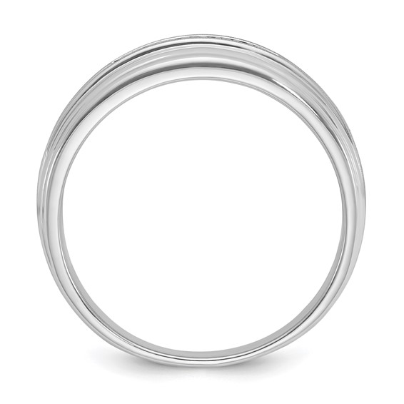 IBGoodman 10k Men's Polished Satin and Grooved 5-Stone Ring Mounting