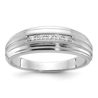 IBGoodman 10k Men's Polished Satin and Grooved 5-Stone Ring Mounting