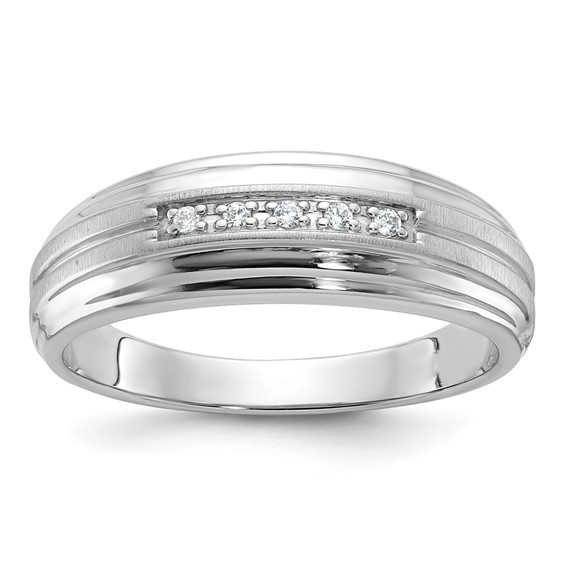 IBGoodman 10k Men's Polished Satin and Grooved 5-Stone Ring Mounting