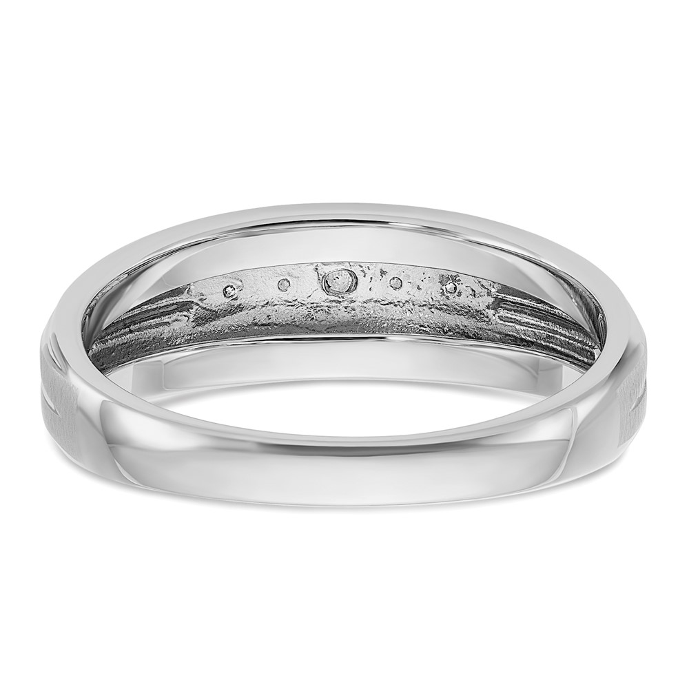 IBGoodman 14k White Gold Men's Polished Satin and Grooved 5-Stone 1/20 Carat AA Quality Diamond Ring (B63832-4WAA)