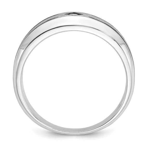 10K White Gold Polished and Satin with Black Rhodium Diamond Men's Ring