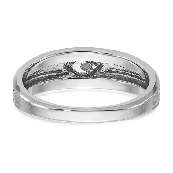 10K White Gold Polished and Satin with Black Rhodium Diamond Men's Ring