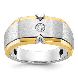IB Goodman 14k Two-tone Mens Polished and Satin Diamond Complete Ring