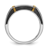 IBGoodman 14K Two-tone Ring with Black Rhodium 0.50 Carat Lab Grown Diamond VS SI+ G+ Five Stone Complete Polished Satin and Grooved Men's view 2