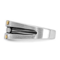 IBGoodman 14K Two-tone Ring with Black Rhodium 0.50 Carat Lab Grown Diamond VS SI+ G+ Five Stone Complete Polished Satin and Grooved Men's view 3
